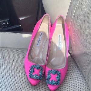 Manolo Blahnik Pink Pumps with Embellished Detail